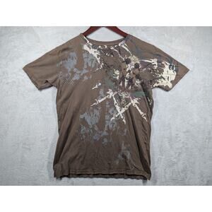 Monarchy Distressed Graphic Cult Supreme Brown Shirt Size SMALL Y2K Grunge Emo